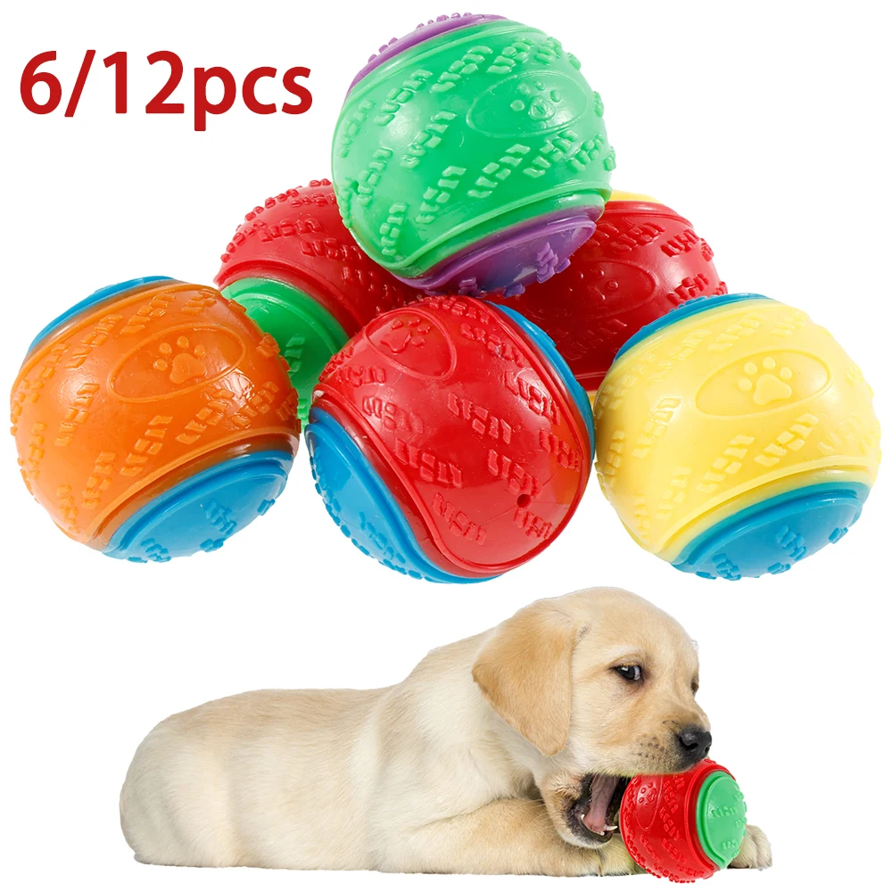 Indestructible Dog Chew Toy - 6/12Pcs Dog Squeaky Balls Toys High