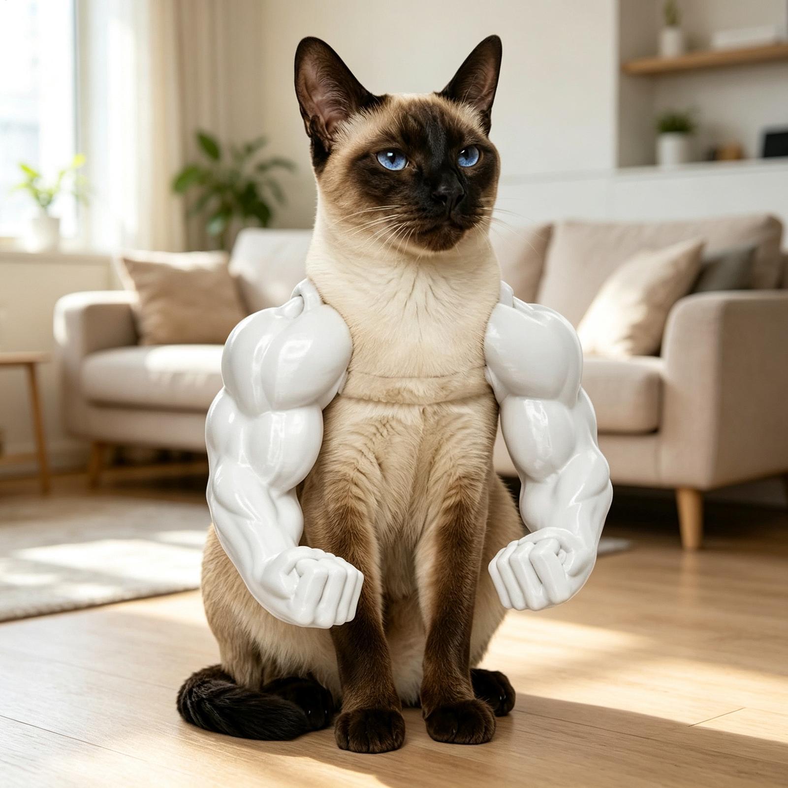 Funny Cat Muscle Arm 3D Printe - Interactive Squeaky Plush Dog Toy ulasan dan harga