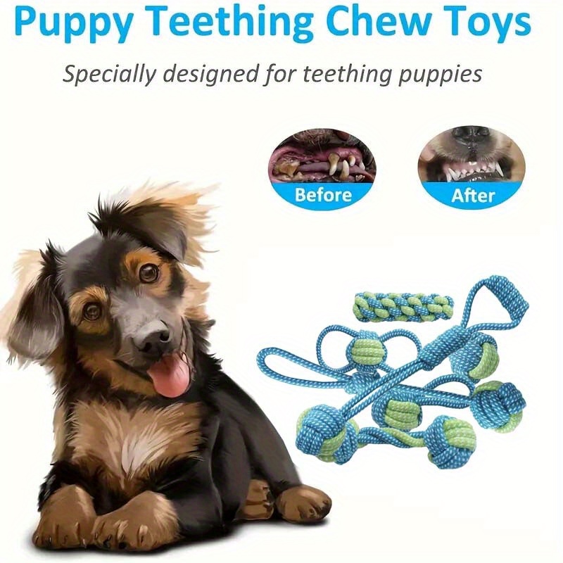 7pcs  Interactive Knot Toys Du - Dog Rope Toy Aggressive Chewers ulasan dan harga